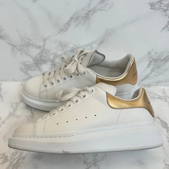Alexander McQueen Women's Sneakers in White and Gold - Picture 13 of 14